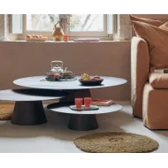 TABLES BASSES RONDES EN ACIER - MAISON DE VACANCES