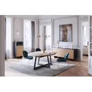 Grande table ovale extensible - Bois massif et métal
