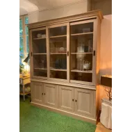 Bibliothèque en chêne 3 portes vitrées - Réalisation sur mesure