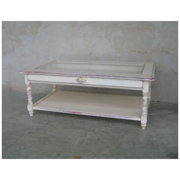 Table Basse Avignon Rectangle Avec Tiroir Vitré