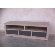 Meuble TV bois massif gris LISA - Coup de Soleil Mobilier