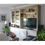 Bibliothèque en bois massif  grise  LISA - Coup de Soleil Mobilier